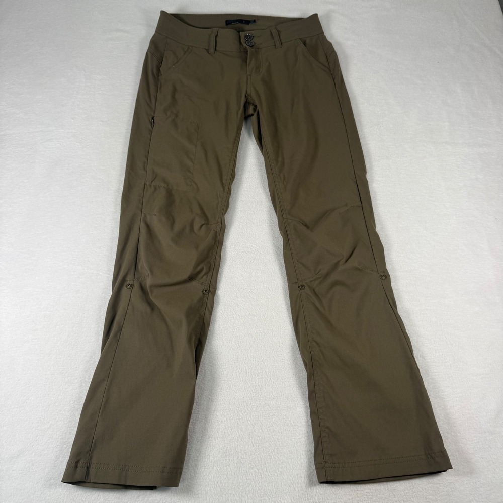 Prana Halle Hiking Pants Womens 2 Short Brown Nylon Stretch Gorpcore Roll Up Leg